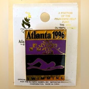 NWT New Atlanta 1996 Olympics Centennial Pin Brooch Swimming RARE Olympic Games